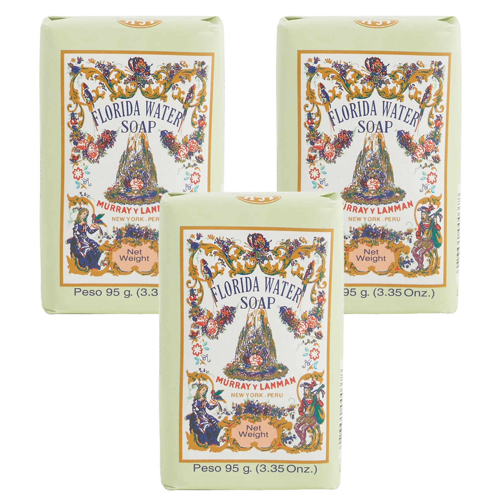 3 Pack – L&K Murray & Lanman & Kemp Florida Water Cologne New York, Florida Soap