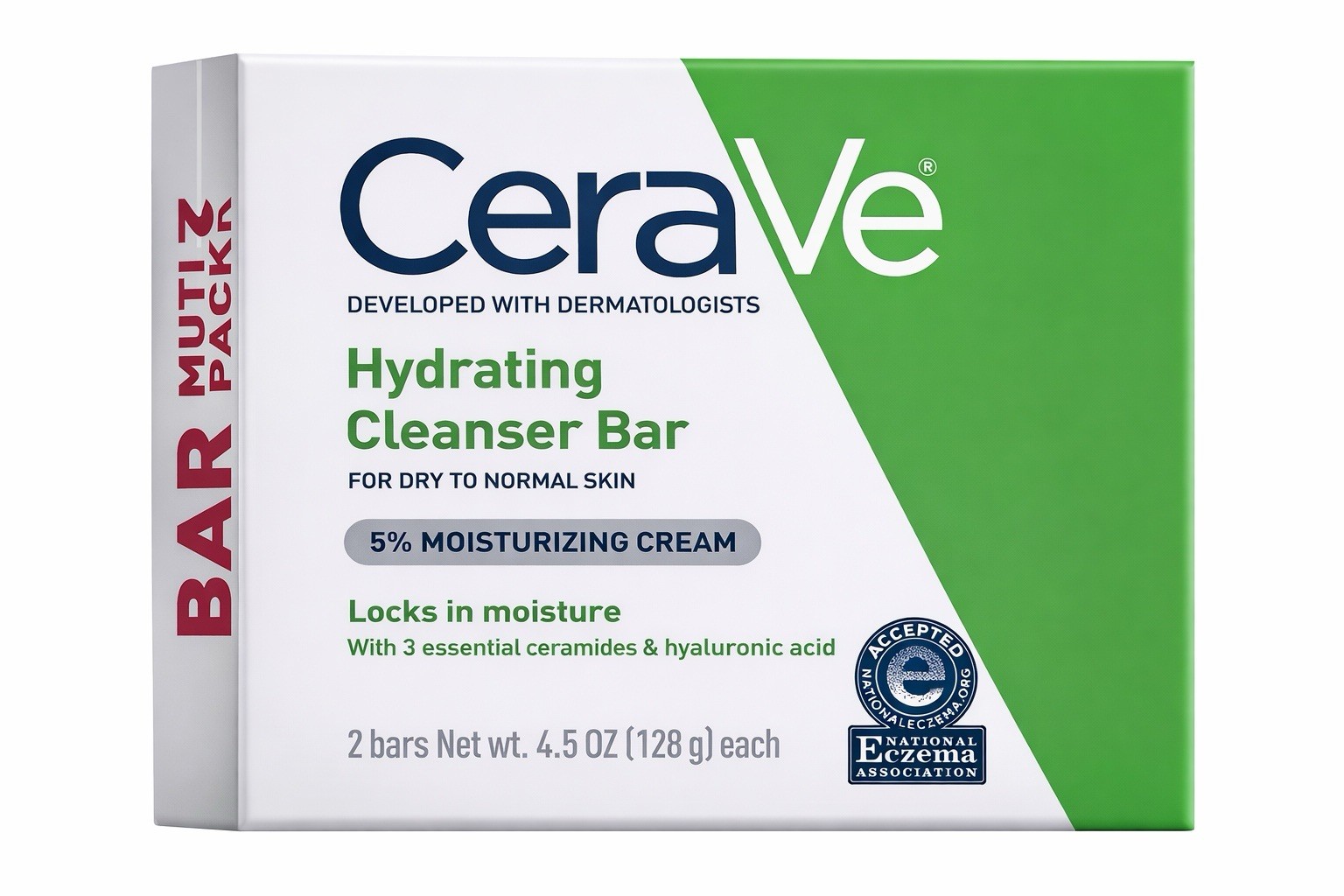 Cerave Hydrating Cleanser Bar 2 Pack for Dry Skin Ceramides Hyaluronic Acid