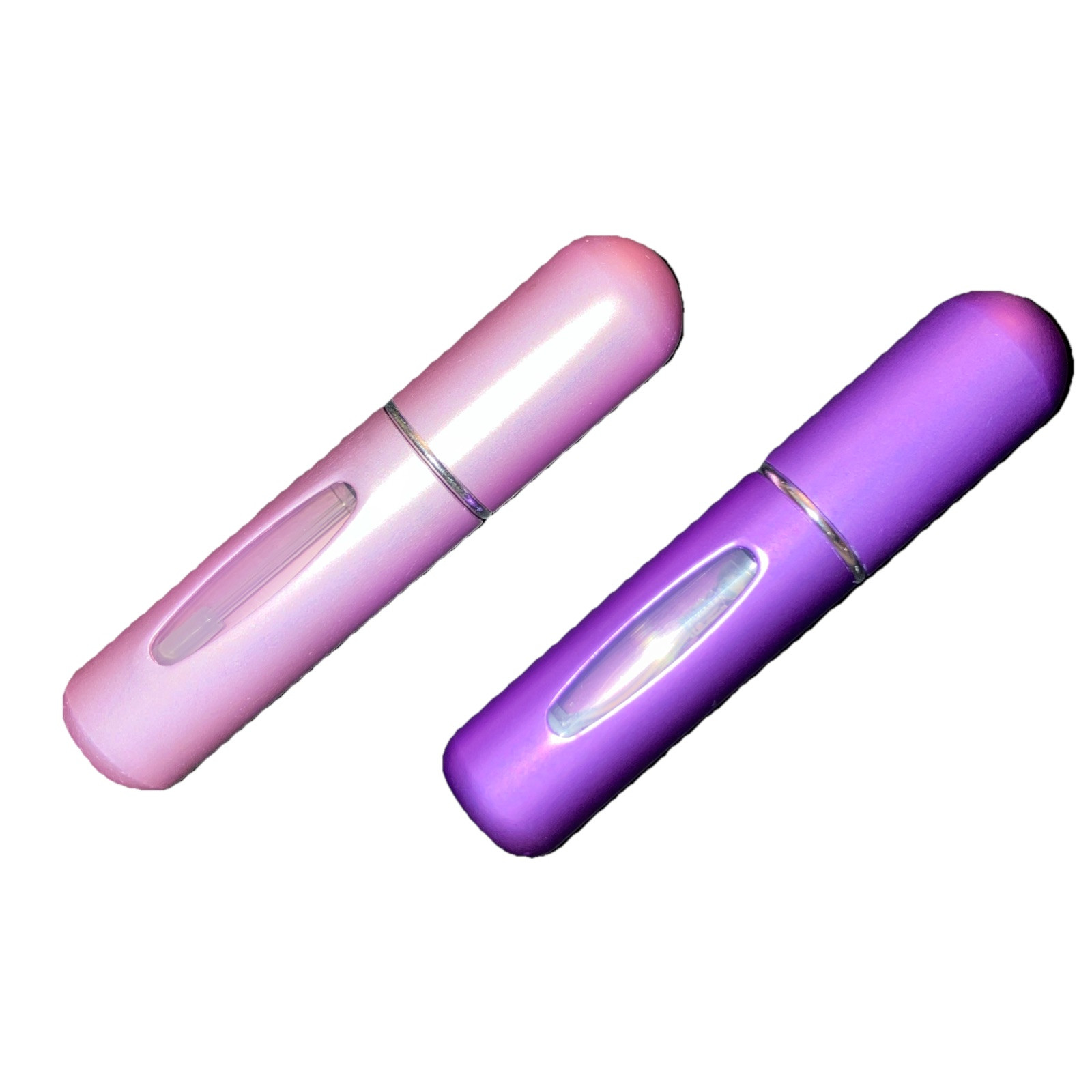 2 Travel Perfume Purse Bottle Atomizer Sanitizer Spray Refillable Pink Purple