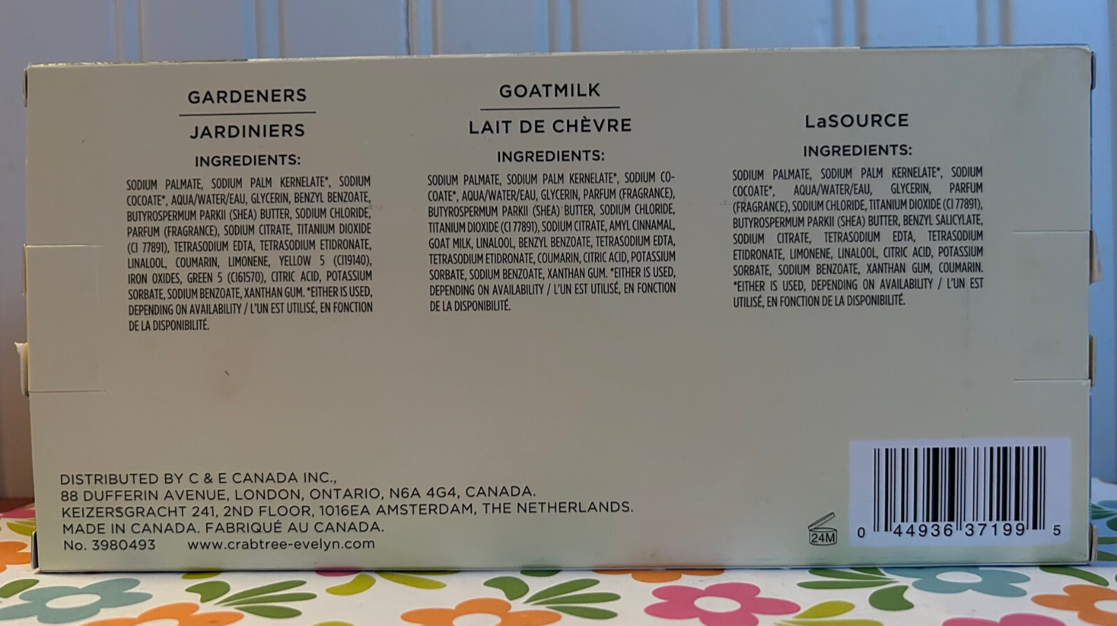 CRABTREE & EVELYN ESSENTIALS SOAP TRIO LA SOURCE – GOATMILK – GARDENERS 6.5oz EA