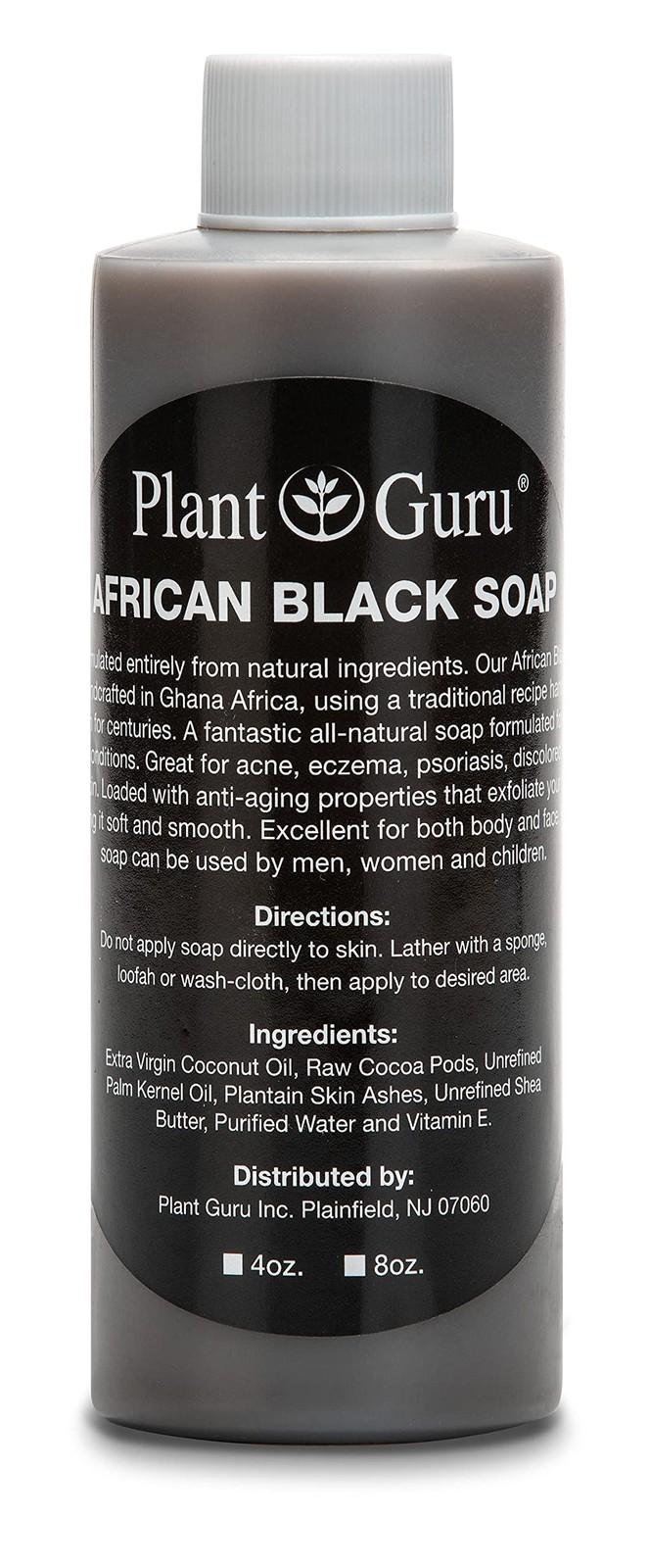 Plant Guru Raw African Black Soap Liquid 4 fl. oz. – 4 Ounce (Pack of 1), red