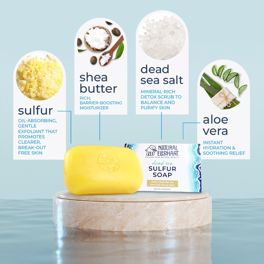 Natural Elephant Dead Sea Sulfur Soap 4.4 oz (125 g) Pack of 5