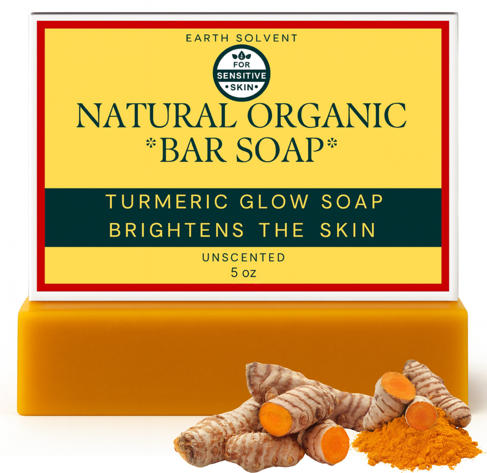 Turmeric Soap Skin Brightening Dark Spots Lightening Acne Turmeric UNSCENTED 5oz