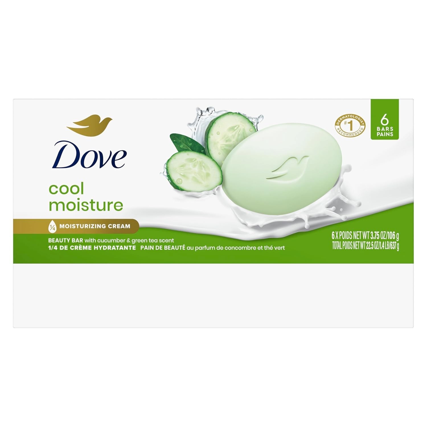Dove Go Fresh Cool Moisture with Cucumber & Green Tea Fragrance 3.75 oz 6 bars