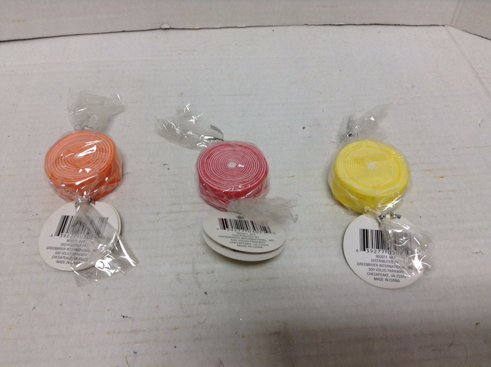 3 Round Spiral Roll up Candy Shaped Decorative Bath Soaps Red Orange Yellow