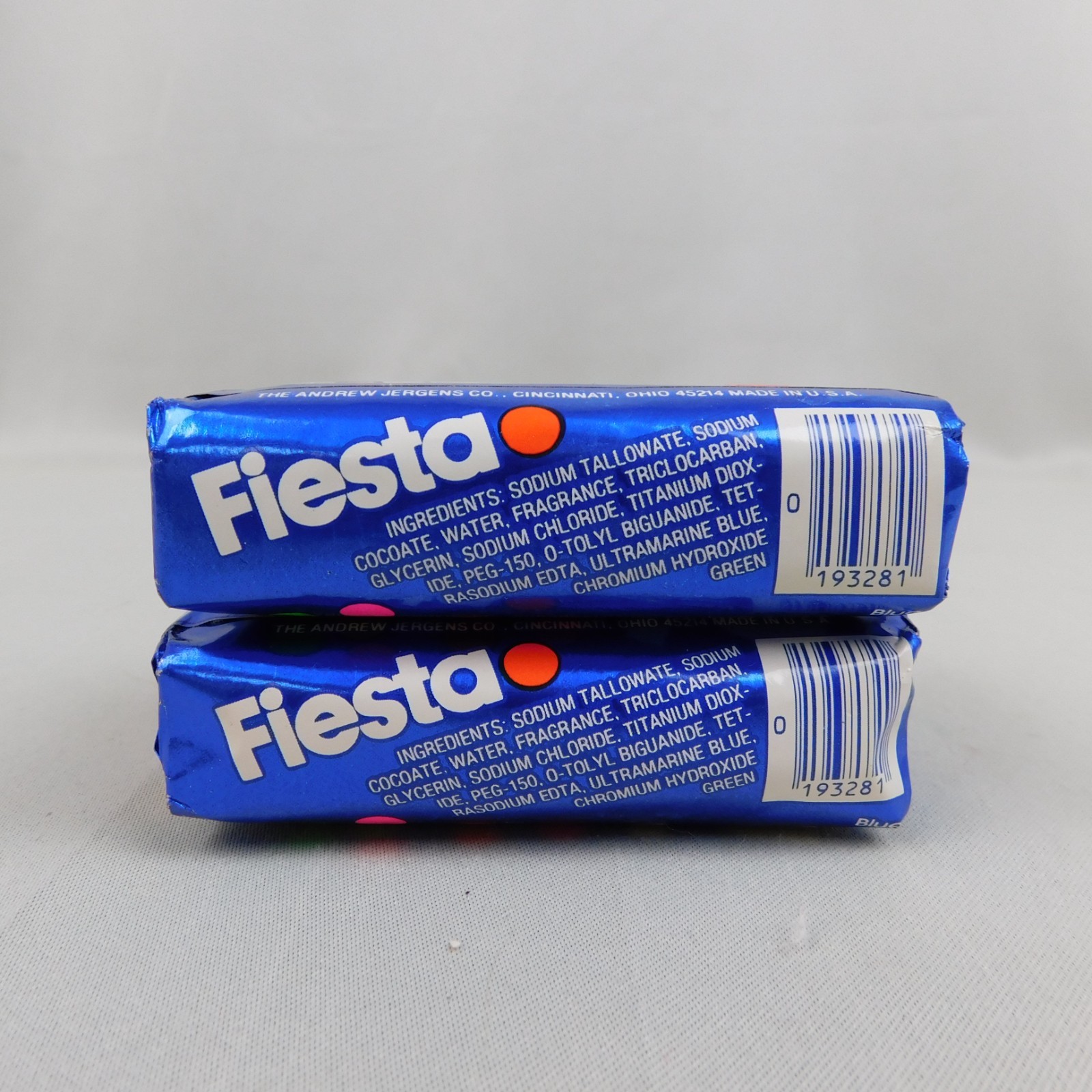 2 Bars Vintage NOS Jergens Fiesta Blue 4.75oz Refreshing Deodorant Soap #A272
