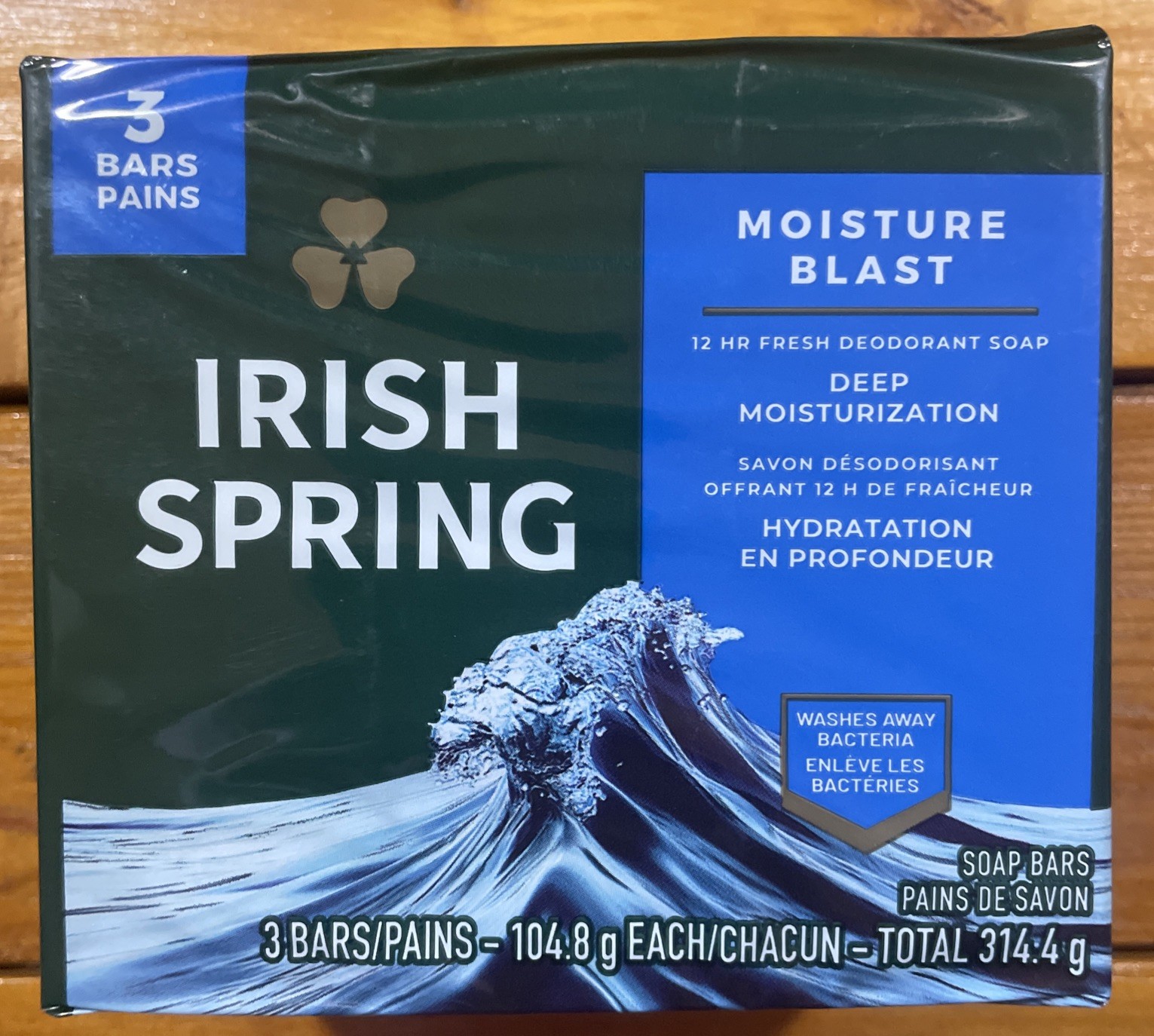 Irish Spring Deodorant Bar Soap Moisture Blast, 3 Pack