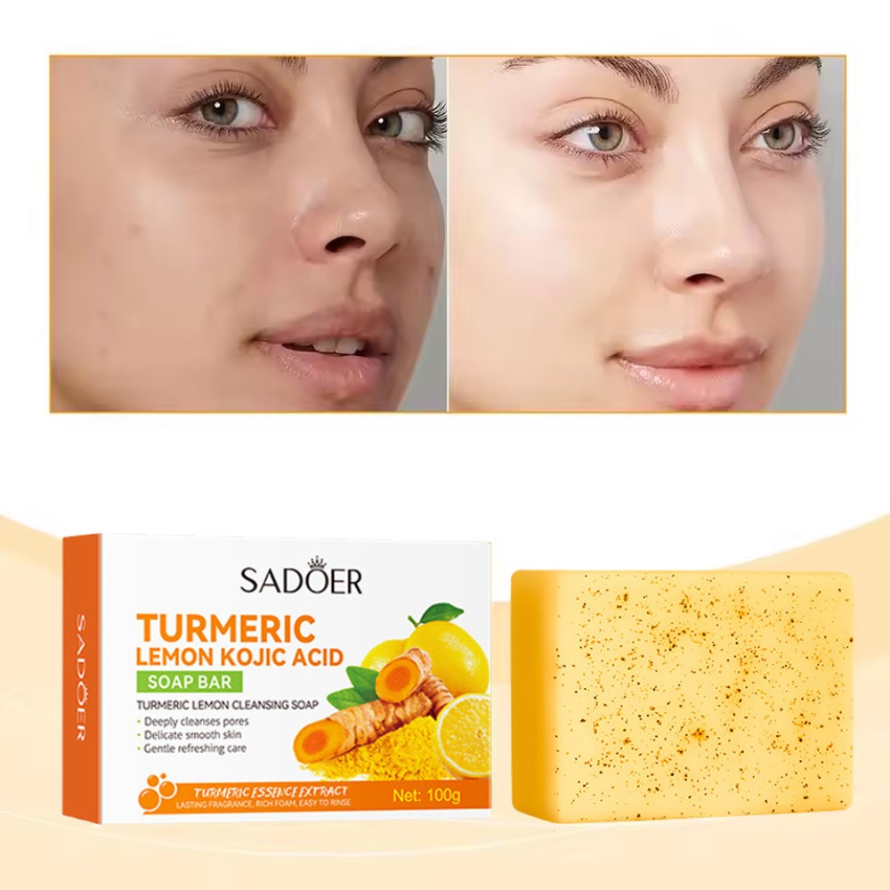 Lemon Turmeric Kojic Acid Soap Bar, Turmeric Face and Body Soap, Deep Clean 100g