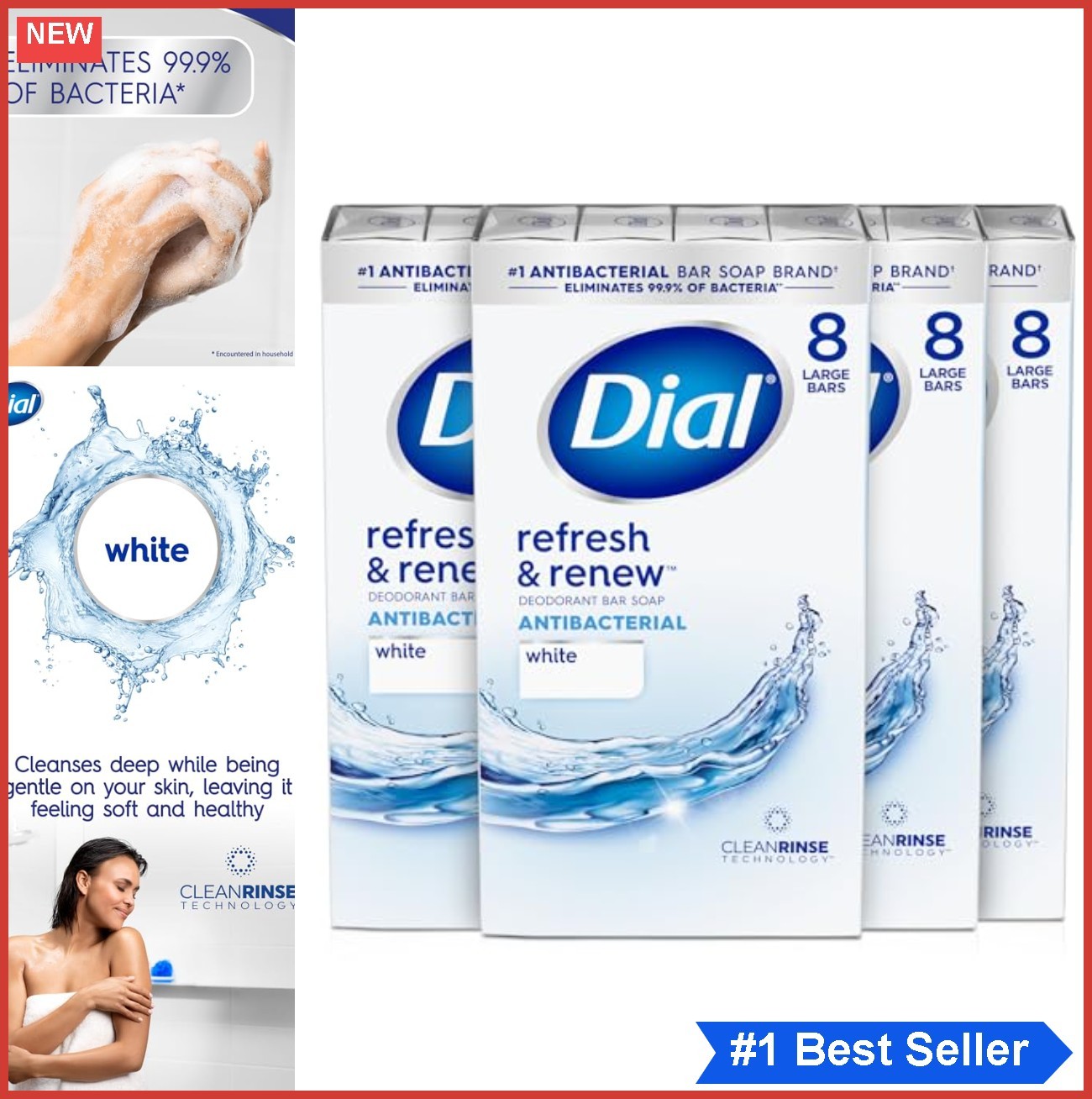 Antibacterial Bar Soap 4 oz 32 Pack White Deeply Cleansing Gentle on Skin
