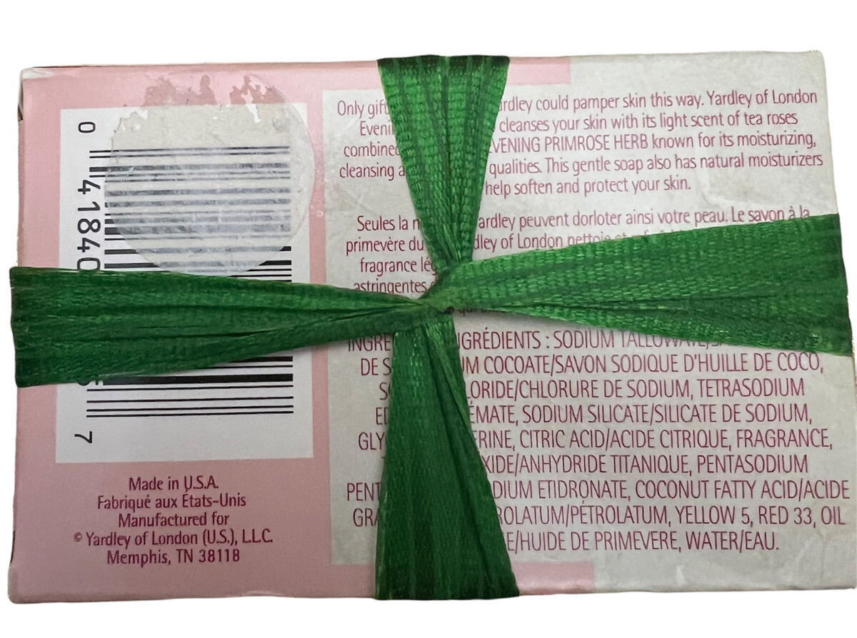 Vintage 5 Yardley London Evening Primrose Bar Soaps 4.25 oz ea Flower & Bow