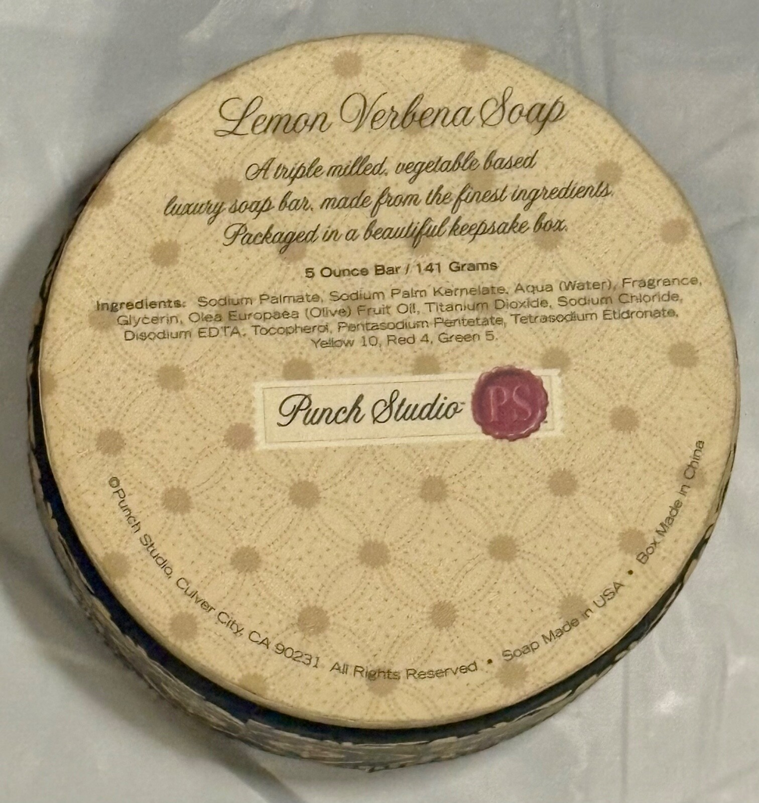 Punch Studio 5oz Lemon Verbena Monogram J Soap With Antique Designer Round Box