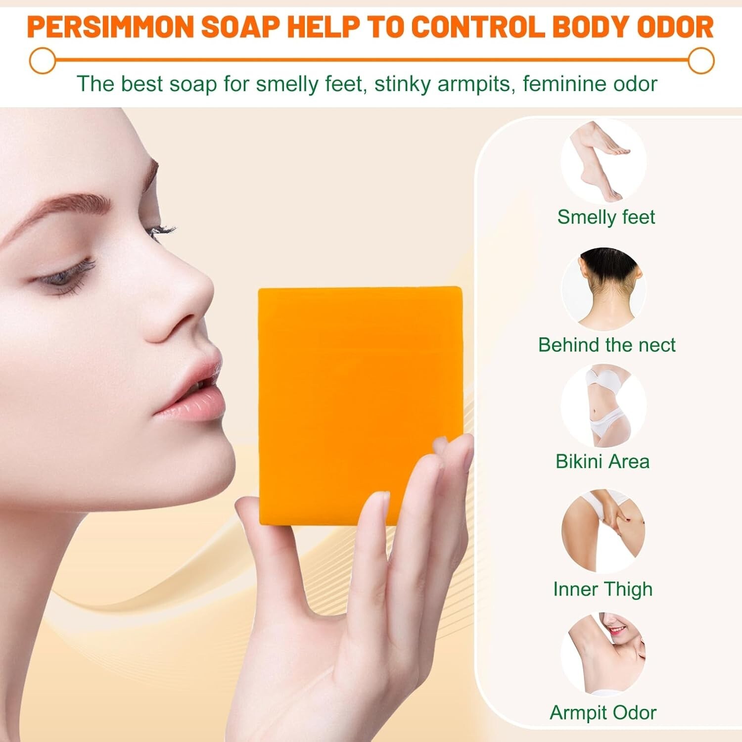 3Pack Body Persimmon Soap Bar Body Odor Control, Organic Deodorant Natural P V2″
