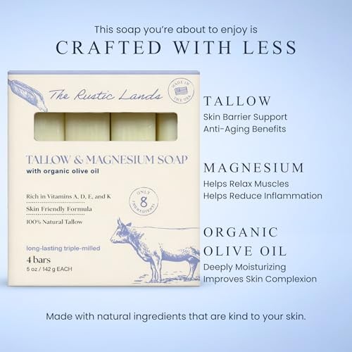 The Rustic Lands Beef Tallow Soap Bars – 4 Pack