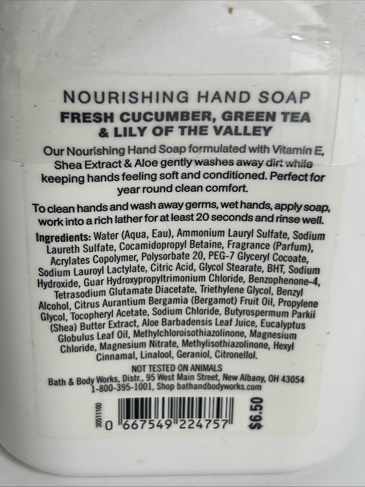 Bath & Body Works Cucumber & Lily Nourishing Hand Soap With Essential Oils