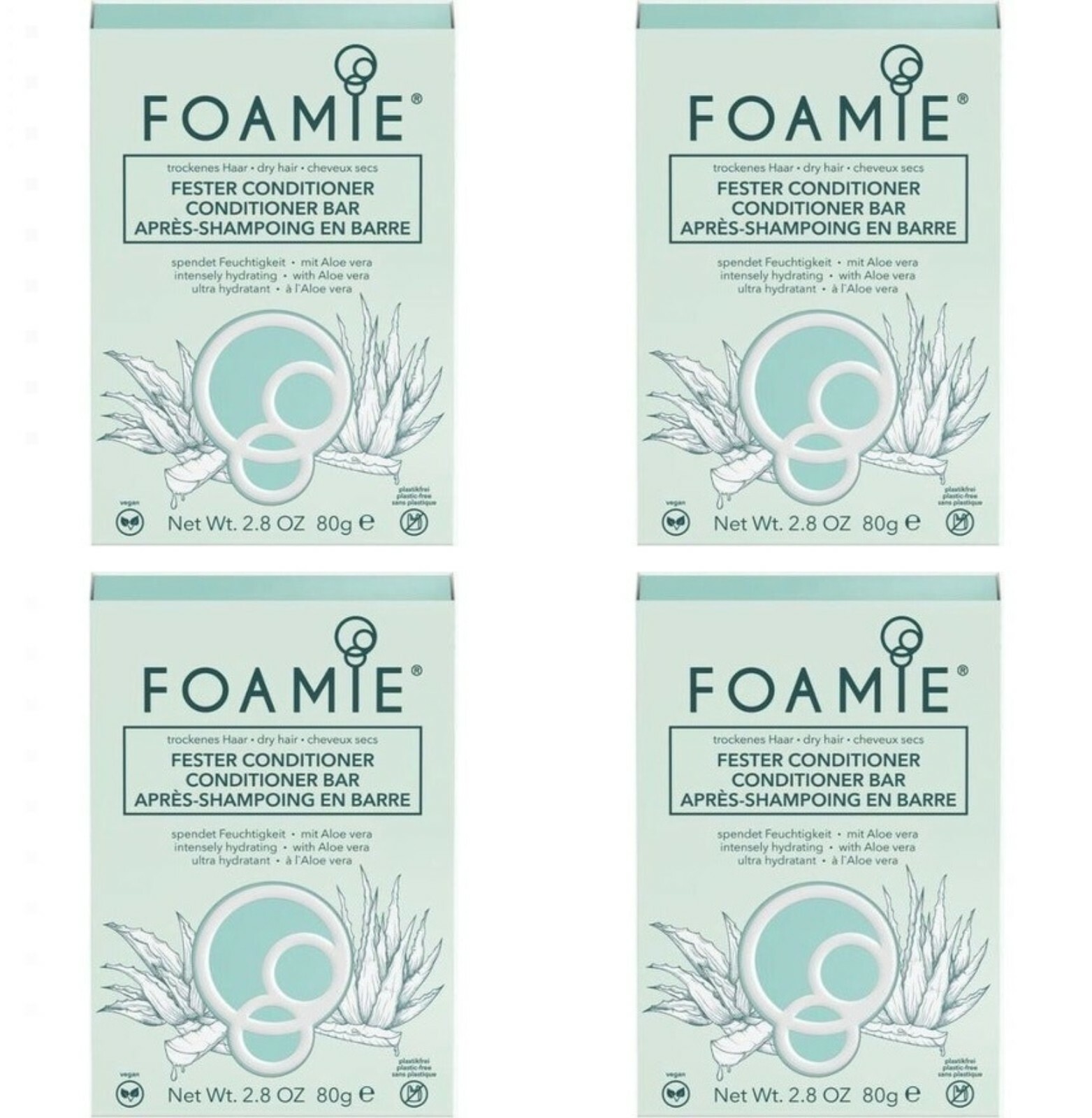 4 Foamie Firm Conditioner Solid Bar Aloe Vera Vegan Dry Hair Natural Shine 2.8