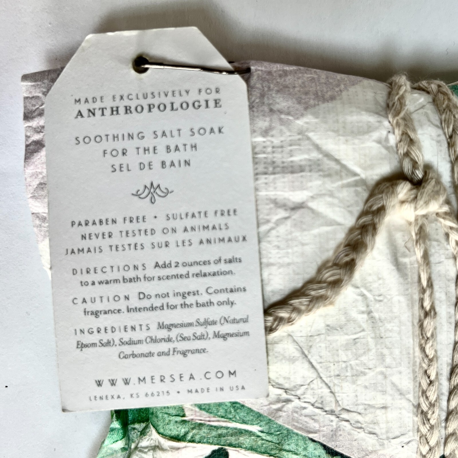 Anthropologie 2 Qty MerSea Citrus Matcha Bath Salt Soak 6 oz Pouches New w/ Tag