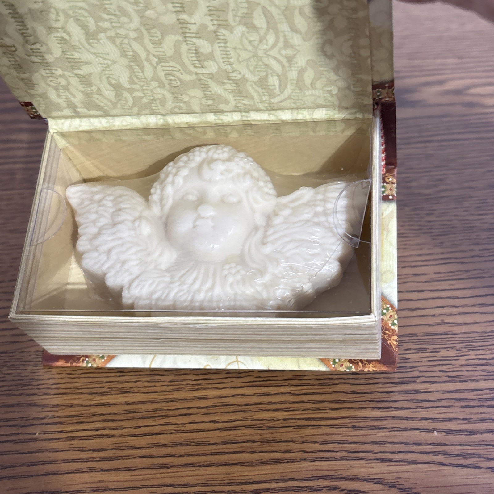 Punch Studio Cherub Shaped Almond Soap Bar In A Book Box Glitter Angel & Doves