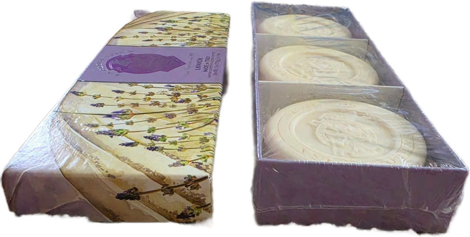 La Florentina Lavender Sculpted Soap Set Made in Italy 3x115g 4oz New NIB Sealed