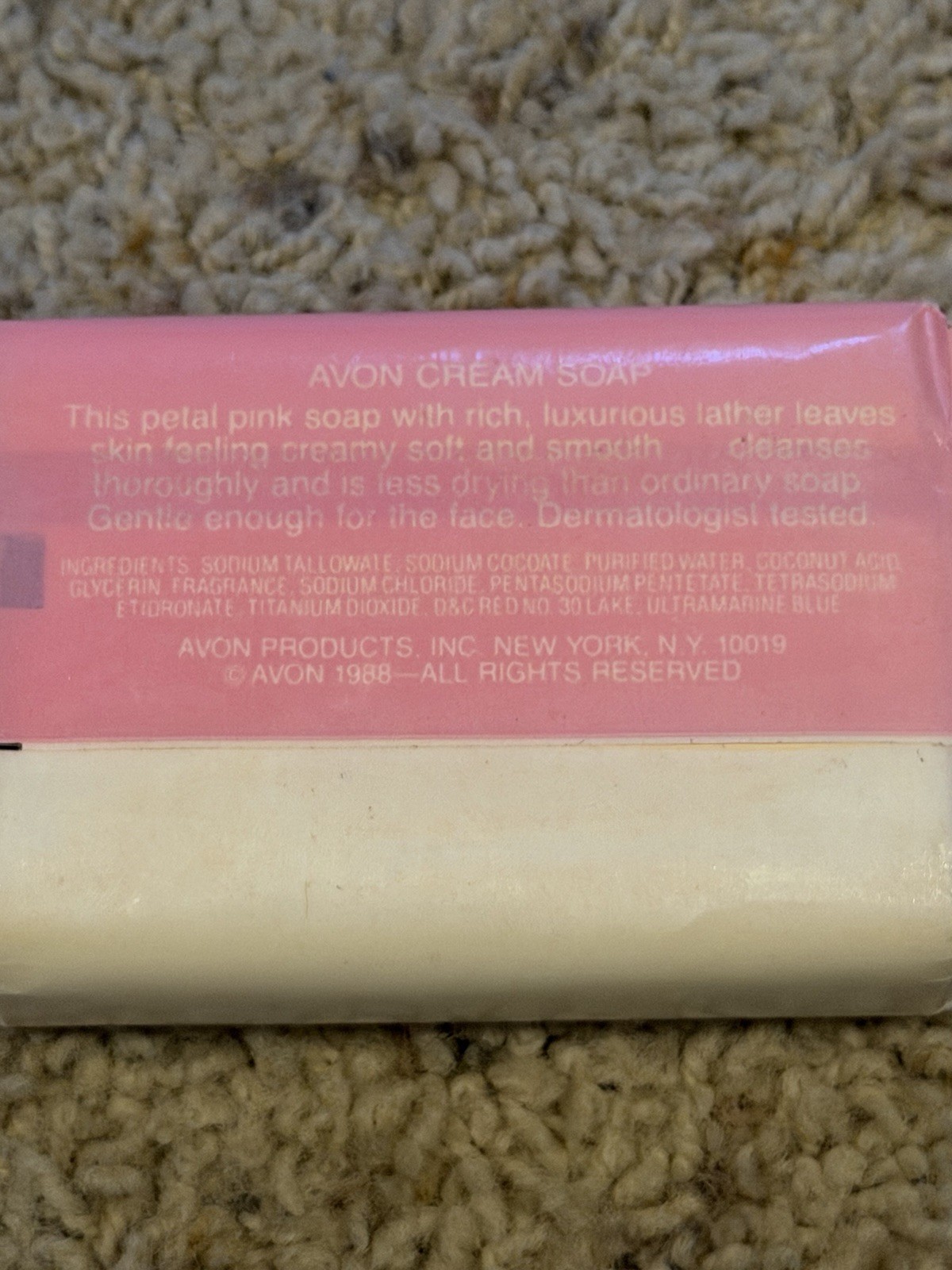 VTG 1988 Avon Cream Soap Bar Petal Pink Scent 3oz Dermatologist Tested Face/Body