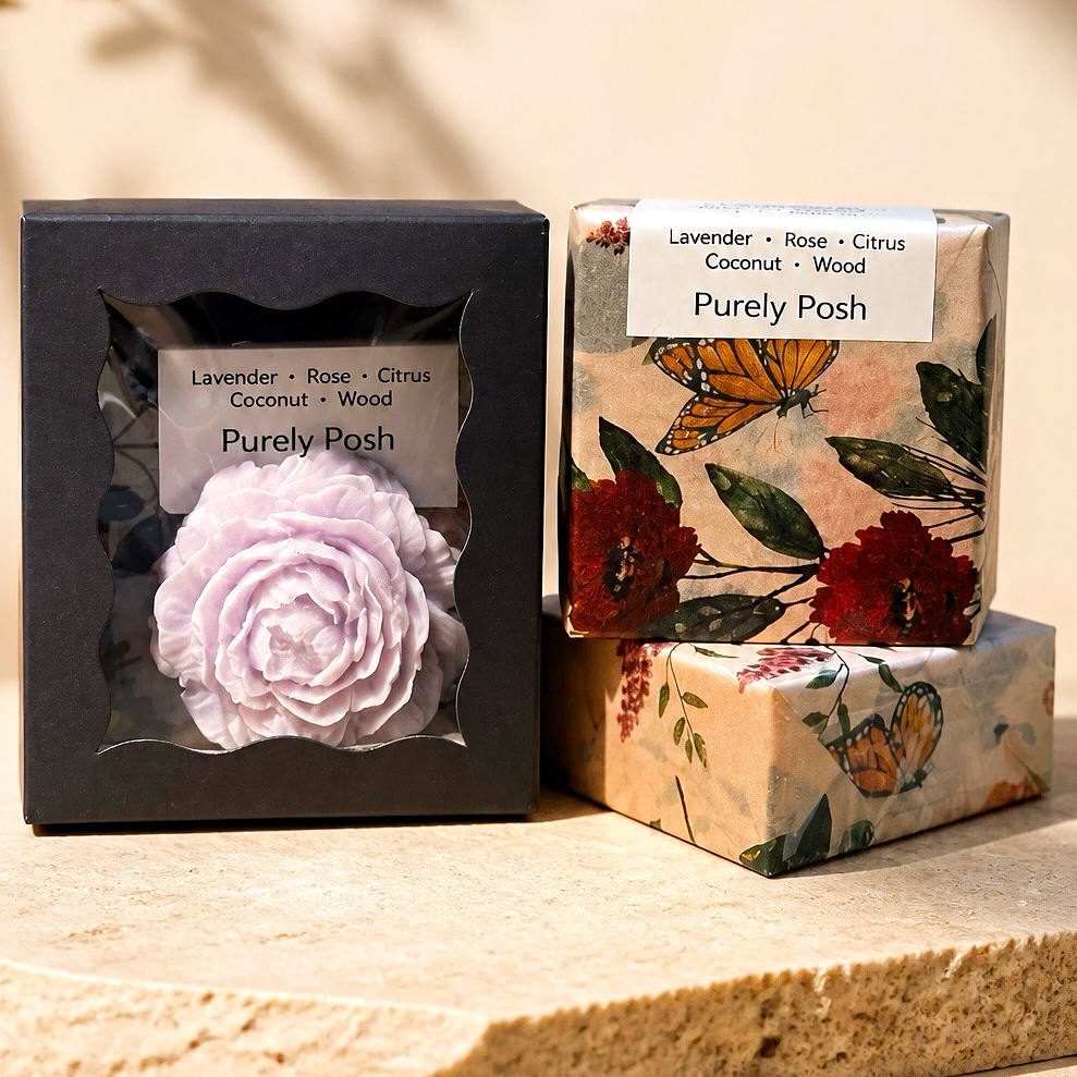 Purely Posh Sunset Bloom Goat Milk Soap Set – Handcrafted Alaskan Peony Soap