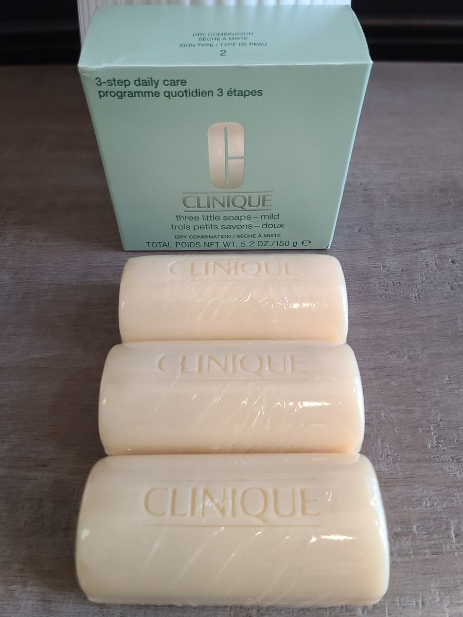 Clinique 3 Little Soaps Mild Skin Type 2 Dry Combo 5.2oz Set NEW