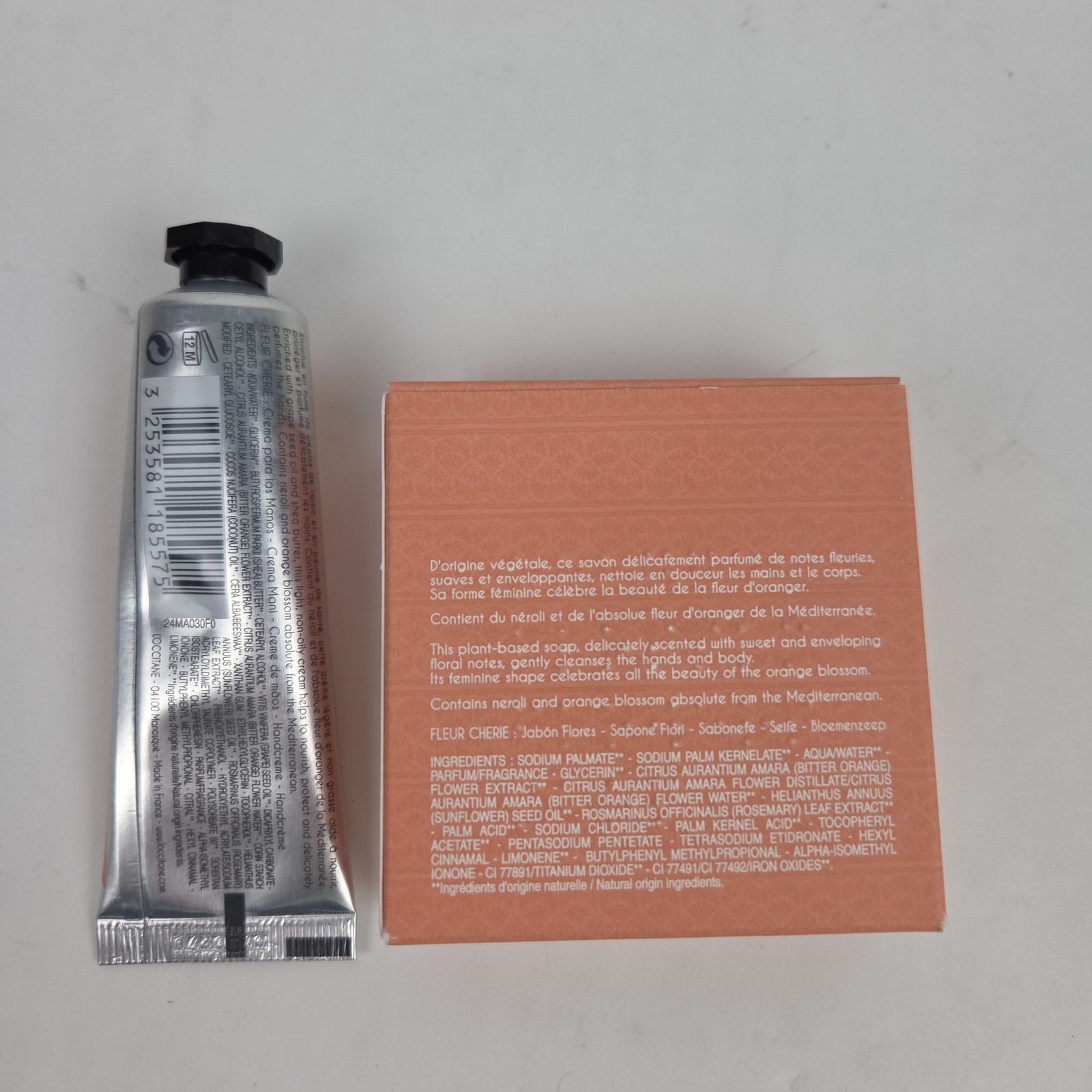 L’Occitane En Provence Fleur Cherie Hand Cream 30ml and Flower Soap Set New