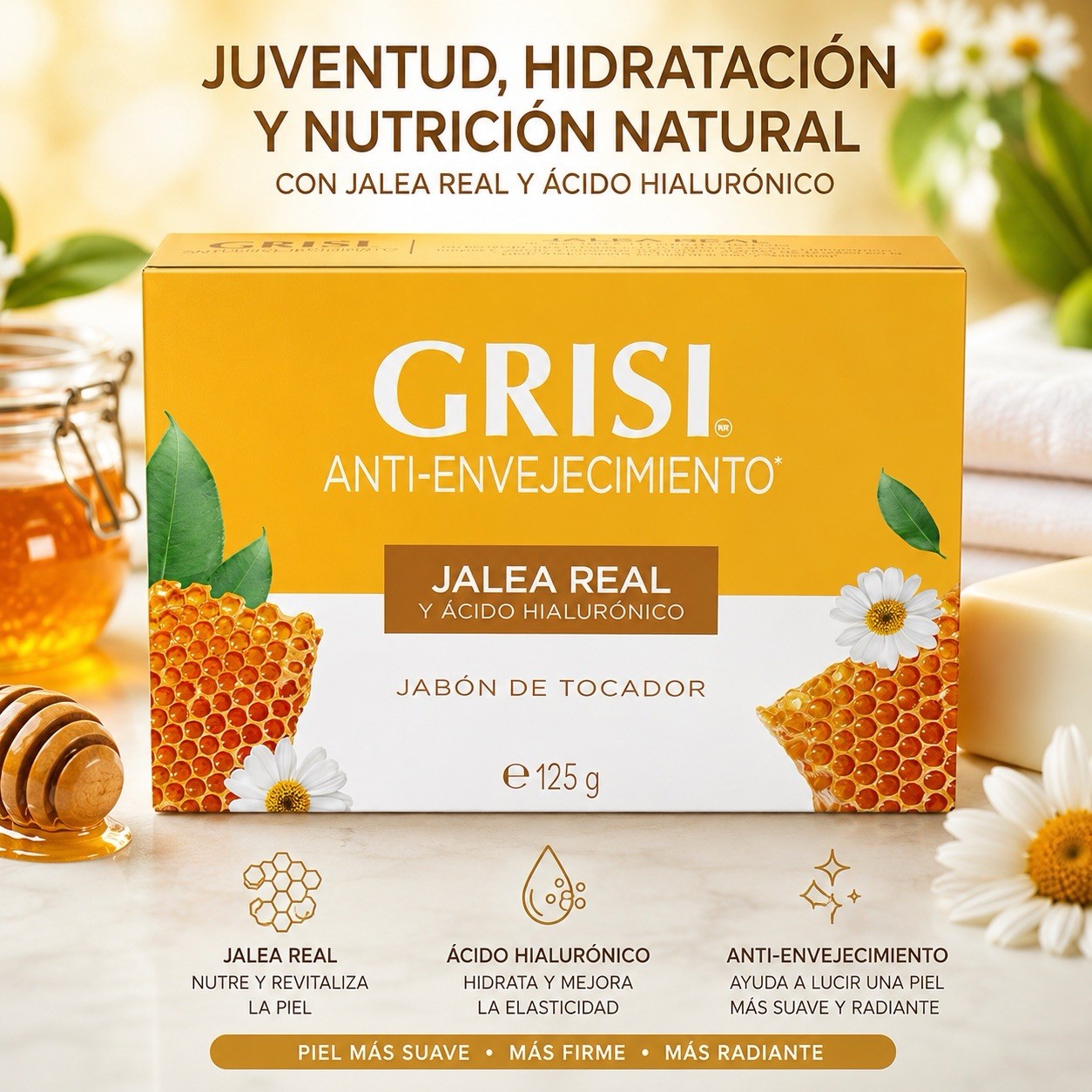 Grisi Anti-Aging Soap Royal Jelly Hyaluronic Acid 125g Mexican Skincare🇲🇽