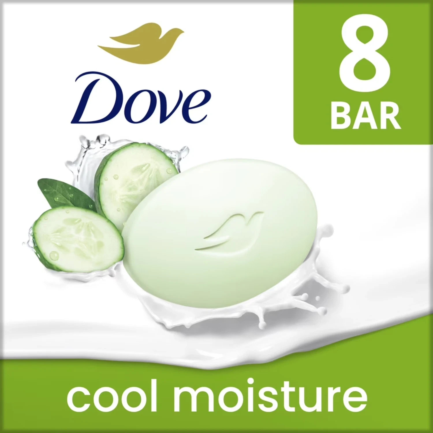 Dove Beauty Bar Bath Soap Cool Moisturizing Gentle Cucumber, 3.75 oz 8 Bars NEW