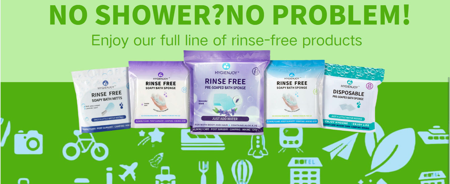Rinse Bath Wipes(25 counts),Disposable No Rinse Body Wash,More Convenient to