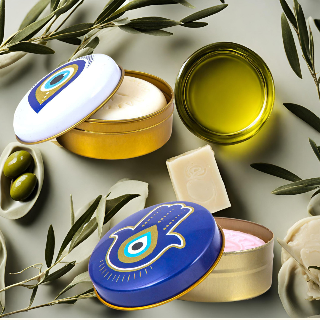 Evil Eye Olive Oil Soap in Metal Tin