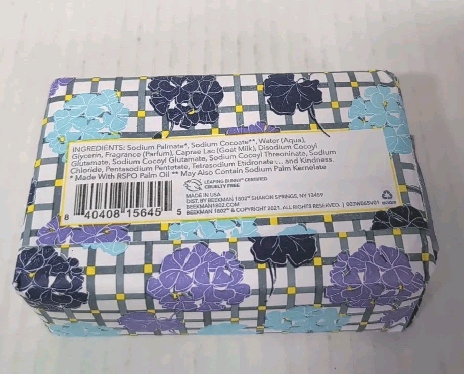 Beekman 1802 Moonlit Geranium & Iris Goat’s Milk Bar Soap 9 oz New
