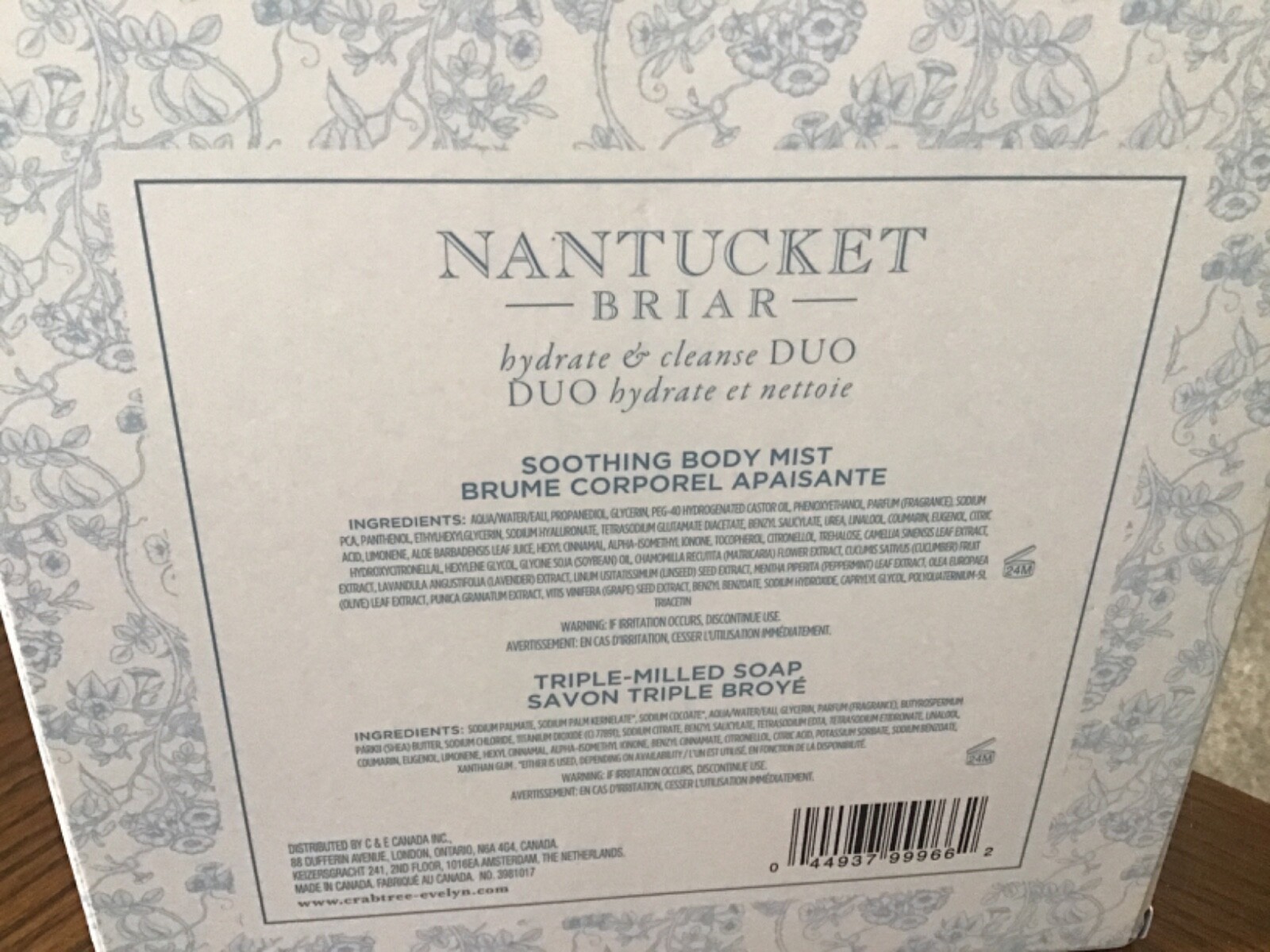 CRABTREE & EVELYN NANTUCKET BRIAR BODY MIST AND SOAP GIFT SET NEW!