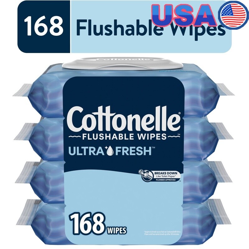 Flushable Wet Wipes 168 Count Hypoallergenic Septic Safe Resealable Packs New US