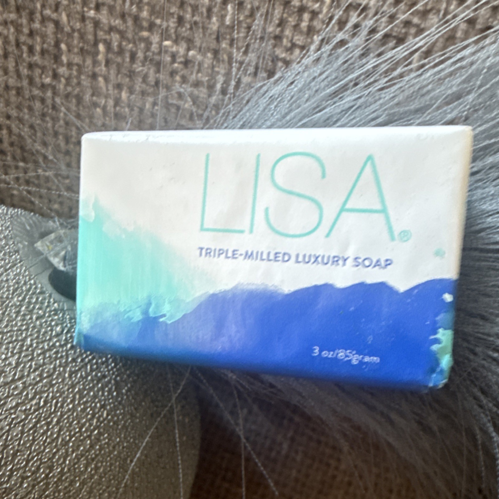 LISA Triple-Milled Luxury Soap Body Bar 3 oz White Blue Green Rectangular