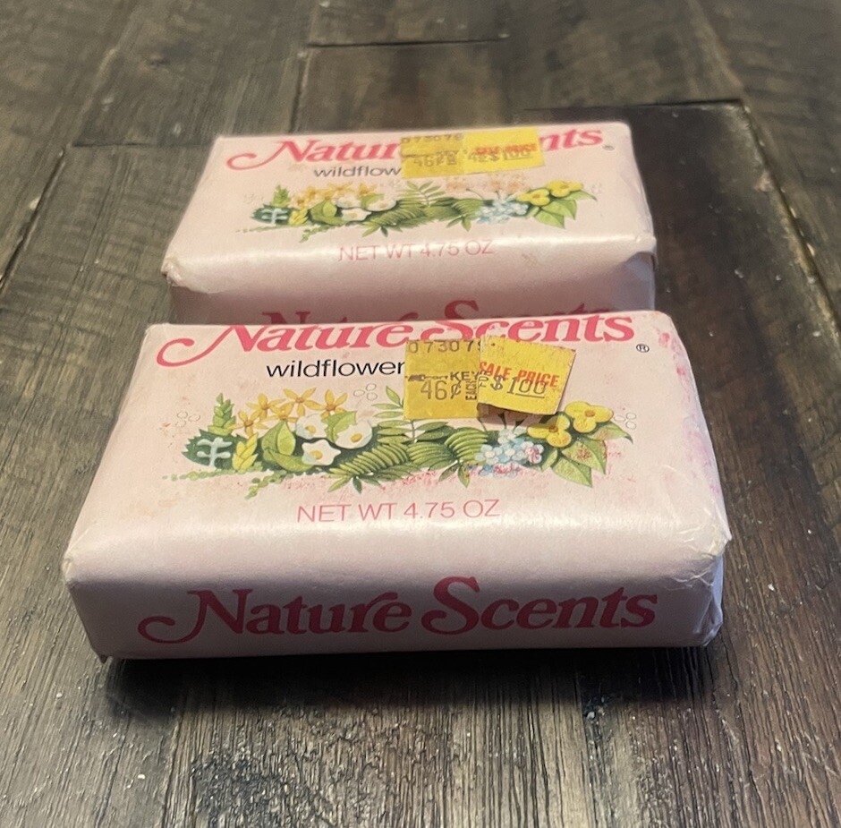 Set Of 2 Vintage Nature Scents Wildflower 4.75 Oz Soap Bars *New Old Stock /NOS*