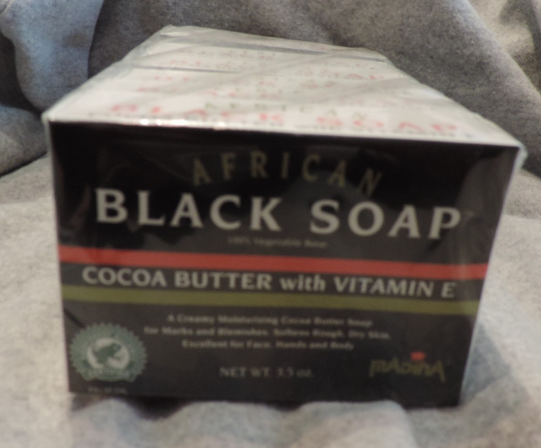 Madina African BLACK SOAP SHEA BUTTER and ALOE VERA 5 BARS 3.5 OZ EACH LOOK