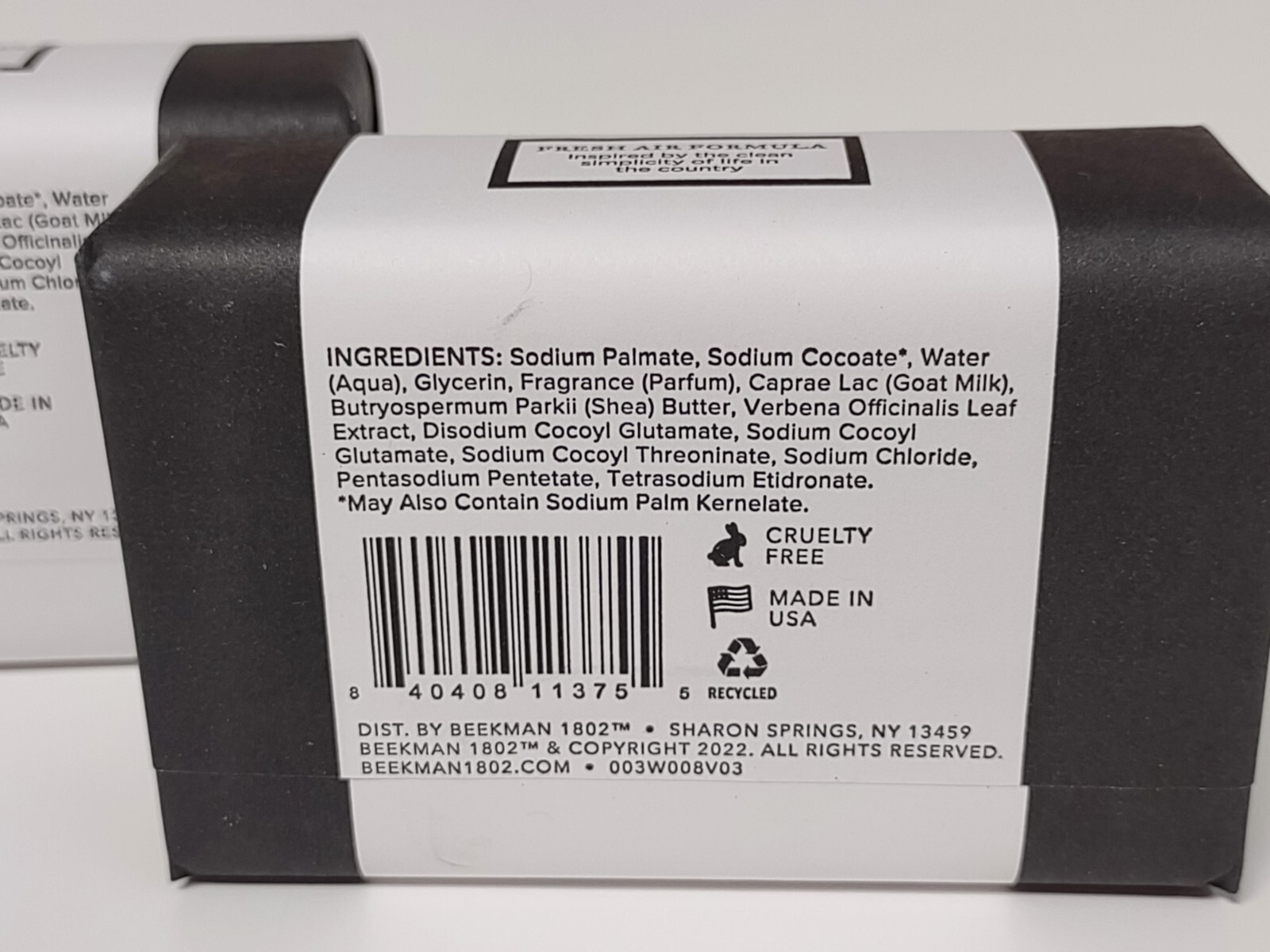 (2) Beekman 1802 Goat Milk Bar Soap FRESH AIR Jumbo Size 9 ounces each