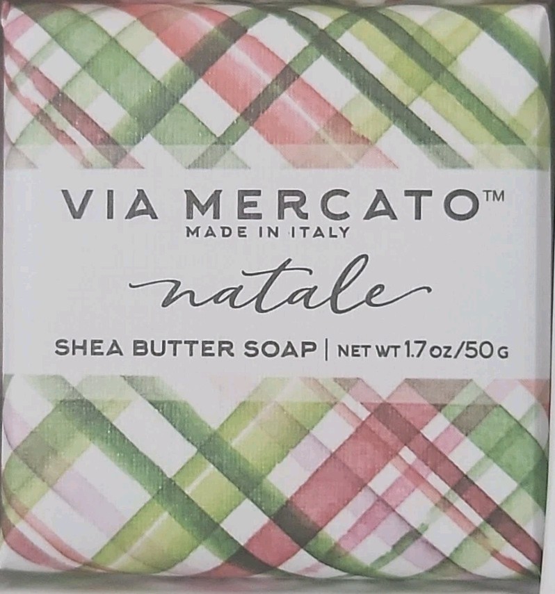 Via Mercato Natale Gift Set 4-50 Gram Shea Butter Holiday Scented Soaps Set of 4