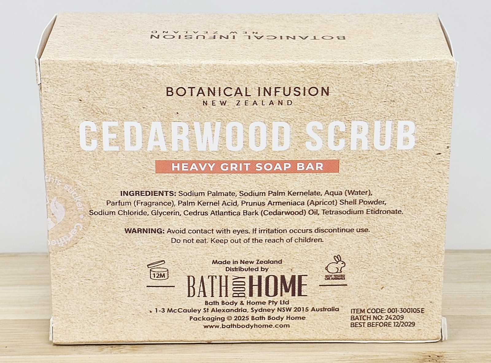 Botanical Infusion Cedarwood Scrub Bar Soap 10.5 oz New Zealand Heavy Grit Soap