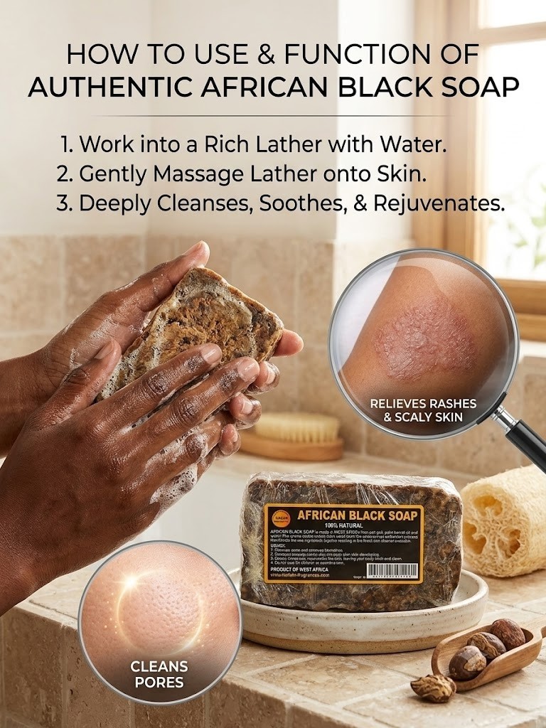 Authentic African Black Soap 1lb Raw Natural Acne Rashes Dark Spot Cleanser Bar