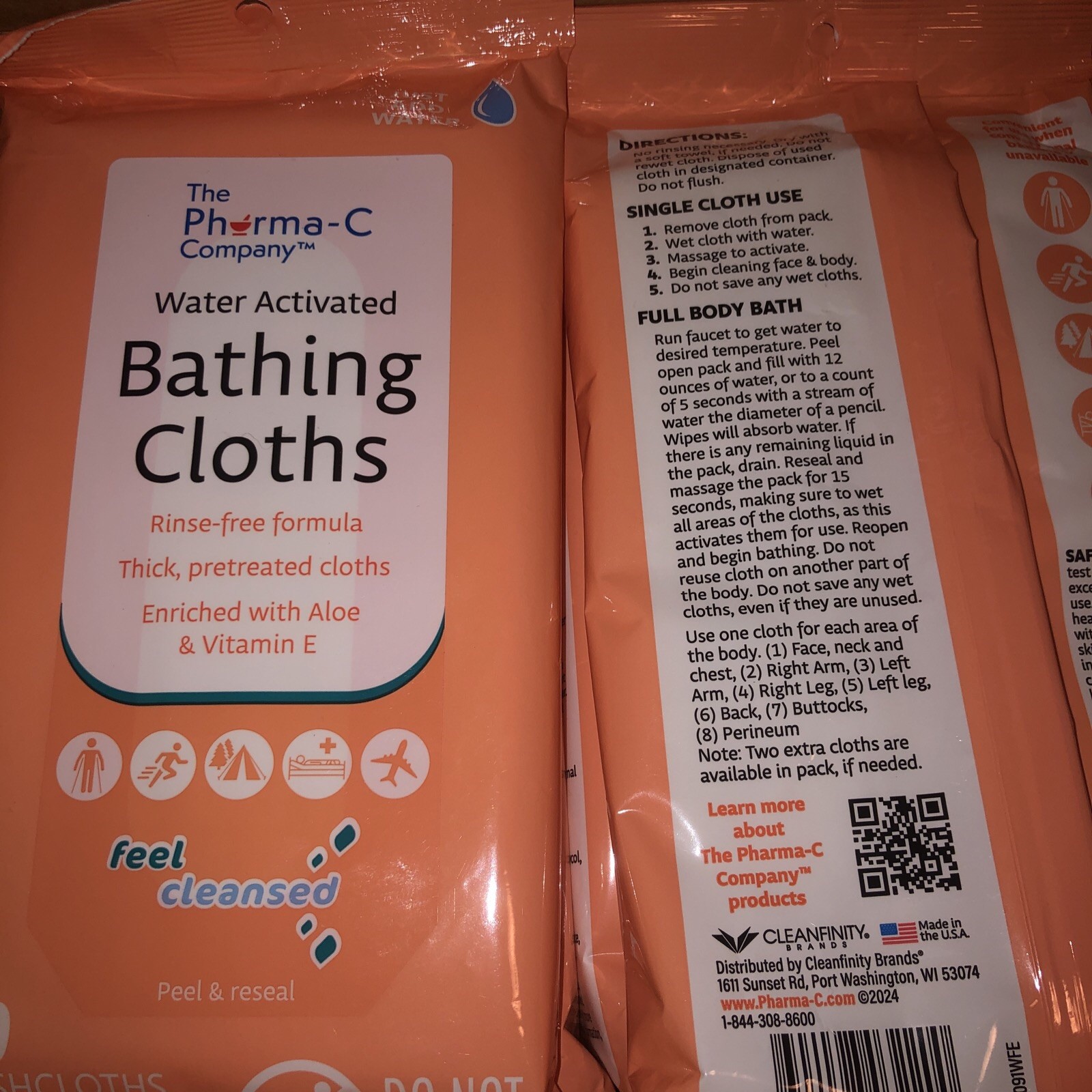 3 The Pharma-C Company Water-Activated Bathing Cloths (3 Packs of 10 cloths)