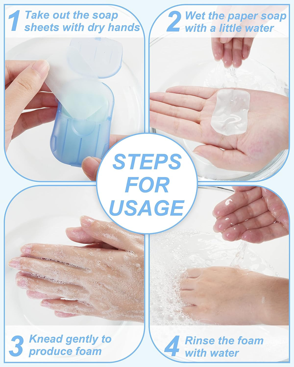 Paper Hand Soap Sheets for Traveling, 20 Pack Mini Portable Hand