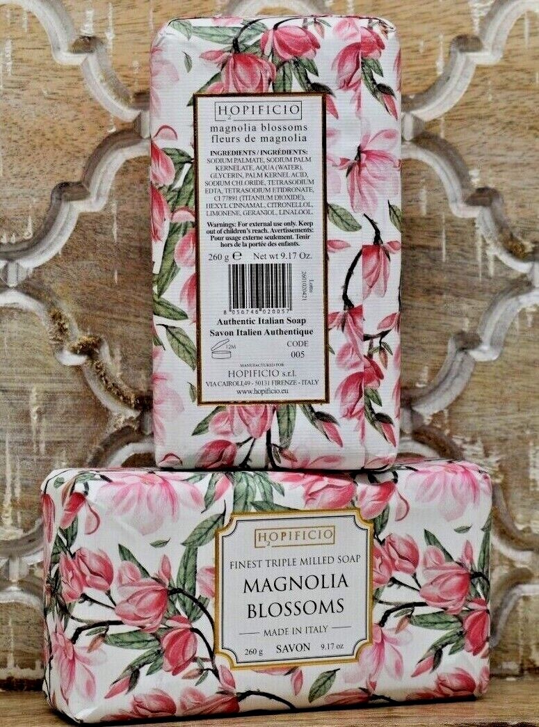 2 HOPIFICIO Finest Triple Milled Magnolia Blossoms Soap Bars