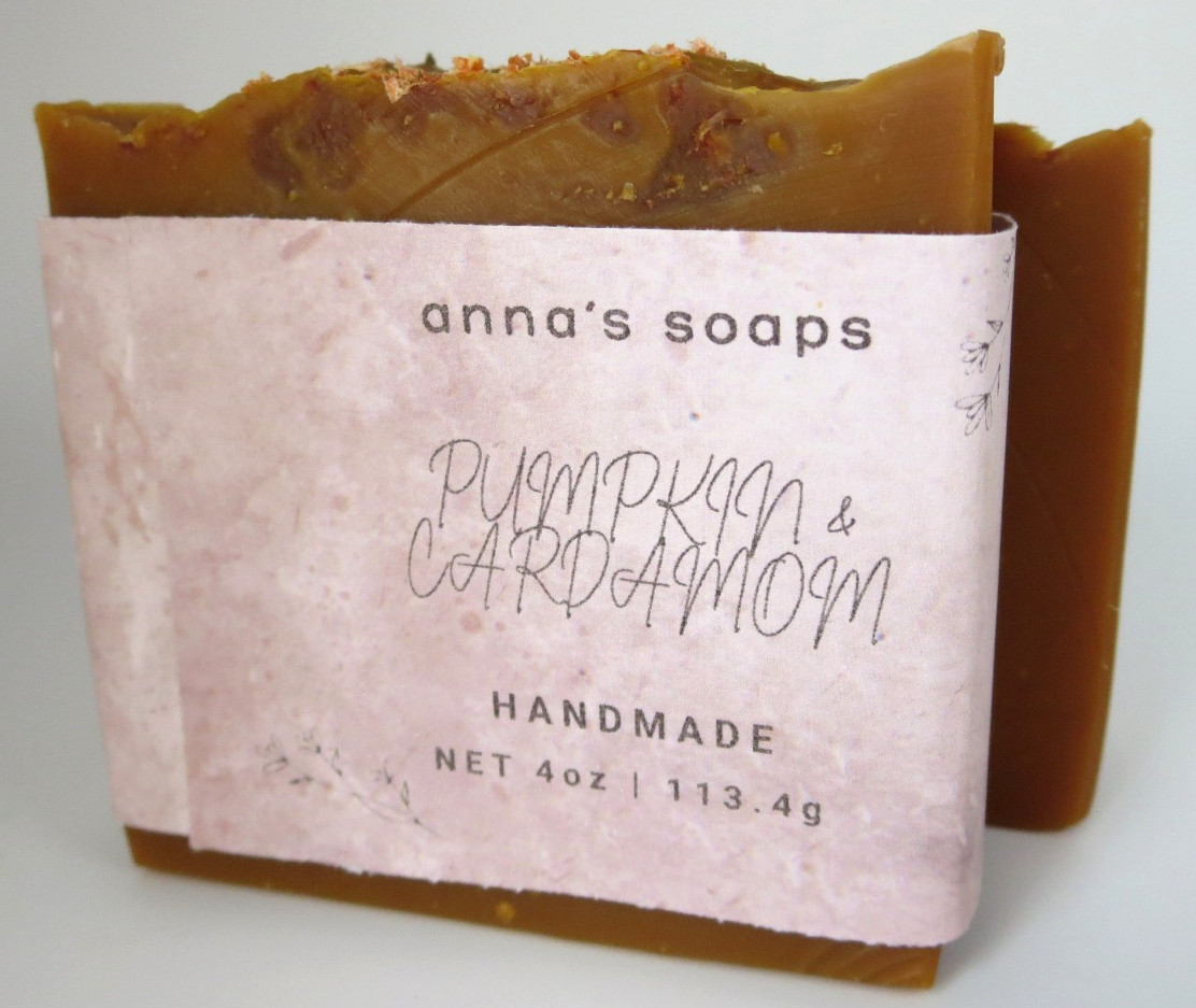 HANDMADE PUMPKIN & CARDAMOM SCENTED SOAP COLD PROCESSED NON-TOXIC VEGAN 4oz