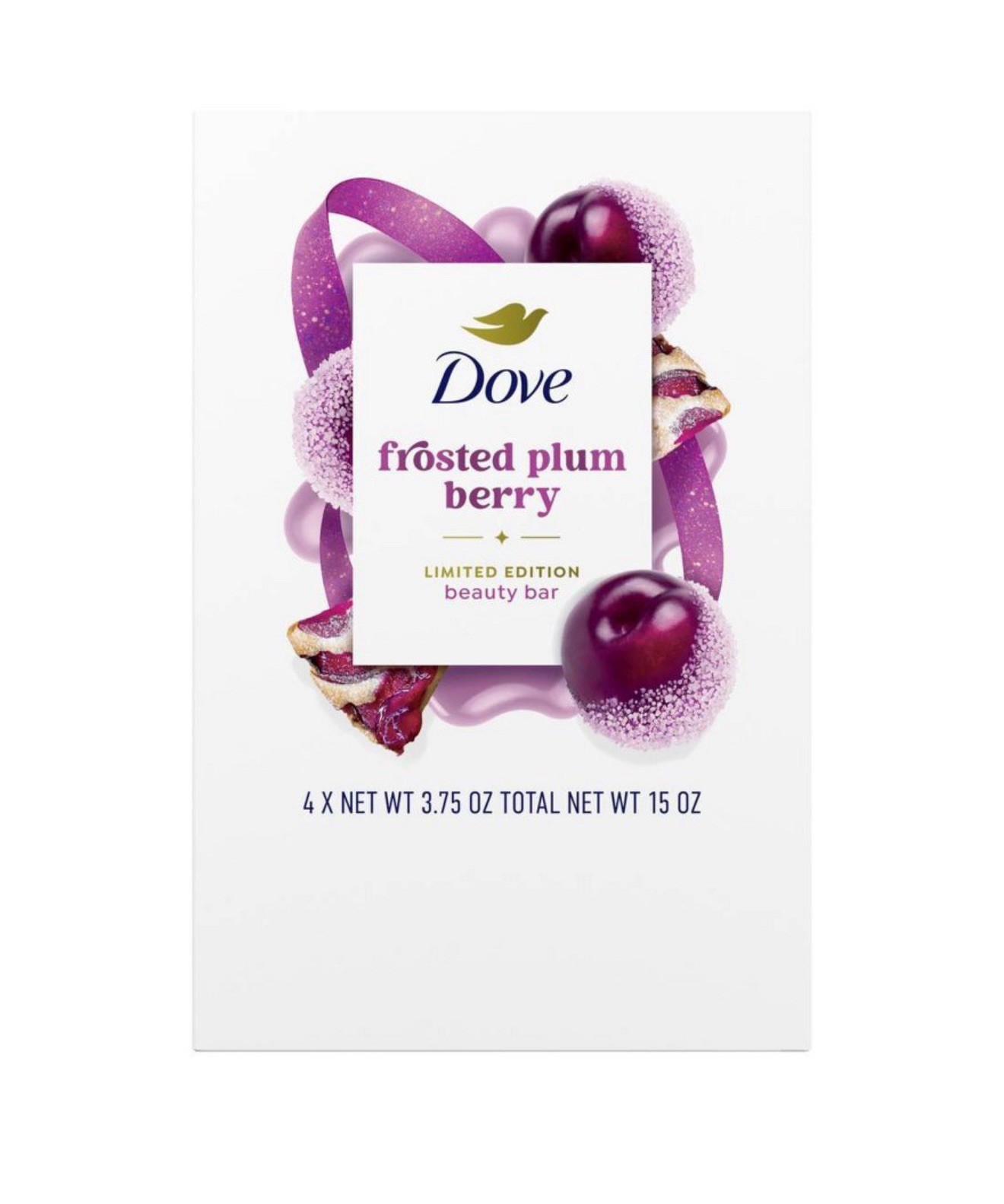 Dove Limited Edition Holiday Treat Bar Soap Frosted Plum Berry 3.75oz x 4 BARS