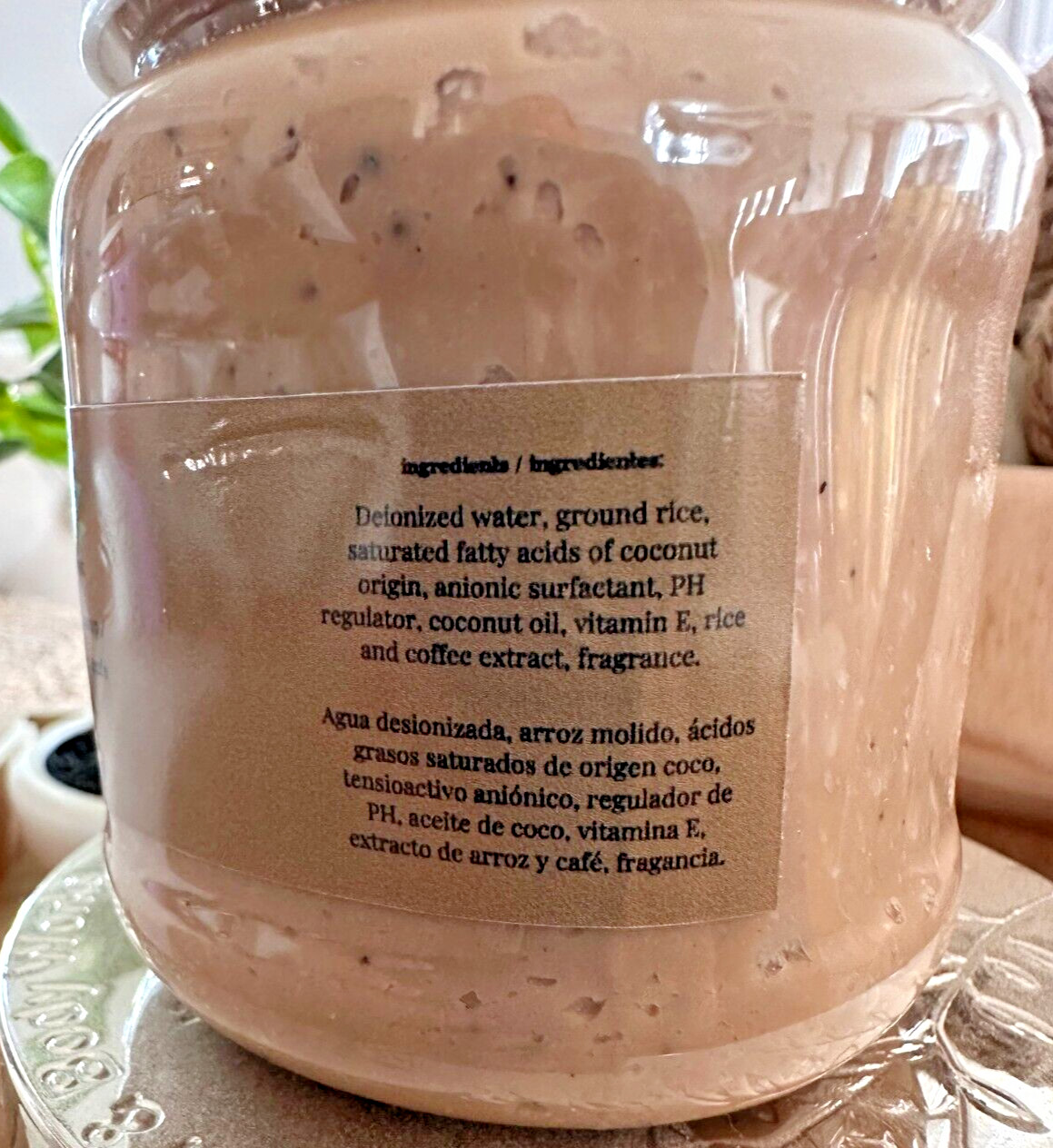Pure Nature Coffe Brown Paste/Soap, exfoliant with vitamin E, Coconut Oil, Rice