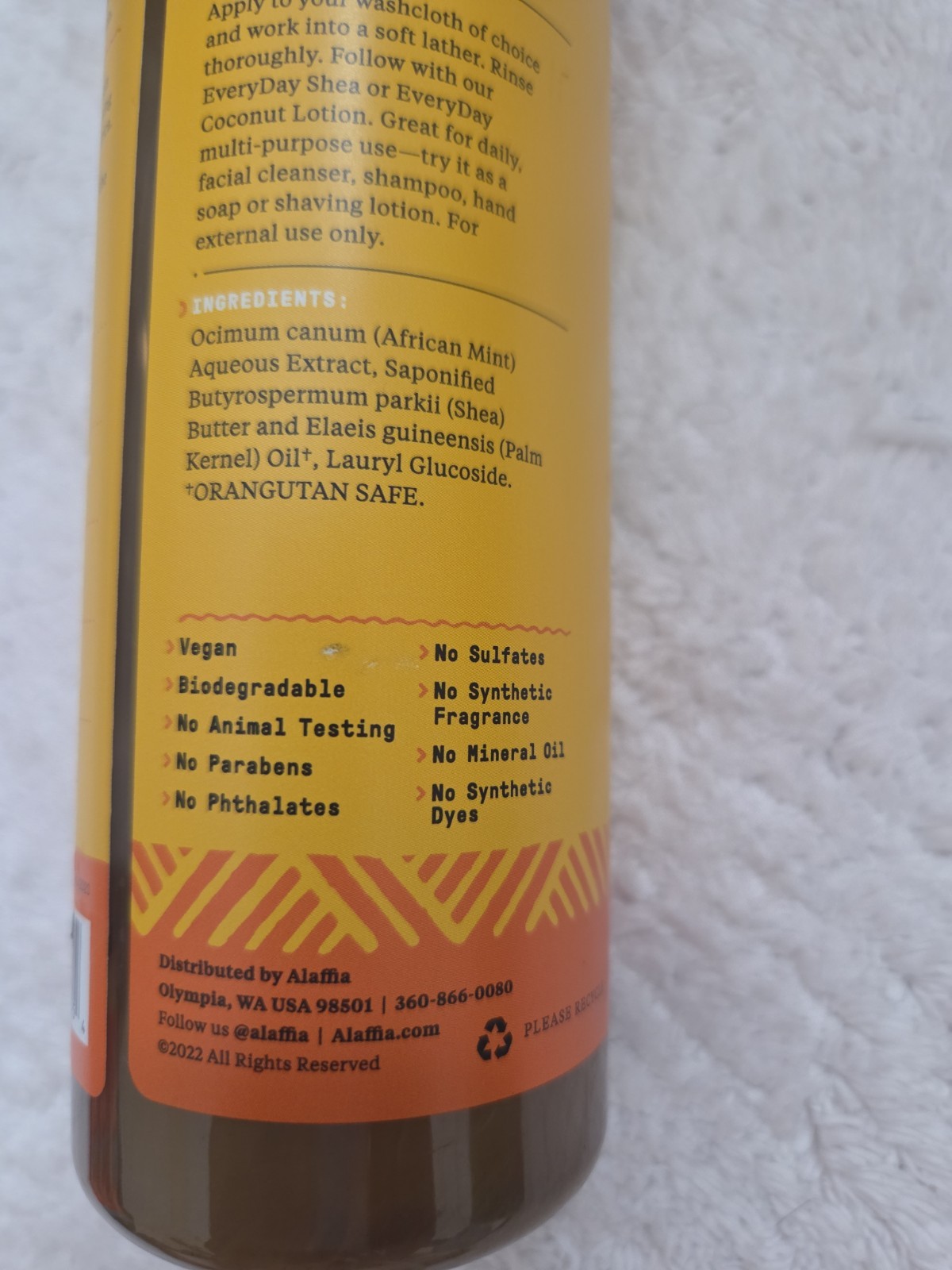 Alaffia Authentic African Black Soap All-In-One Liquid Soap 16 oz Unscented NEW
