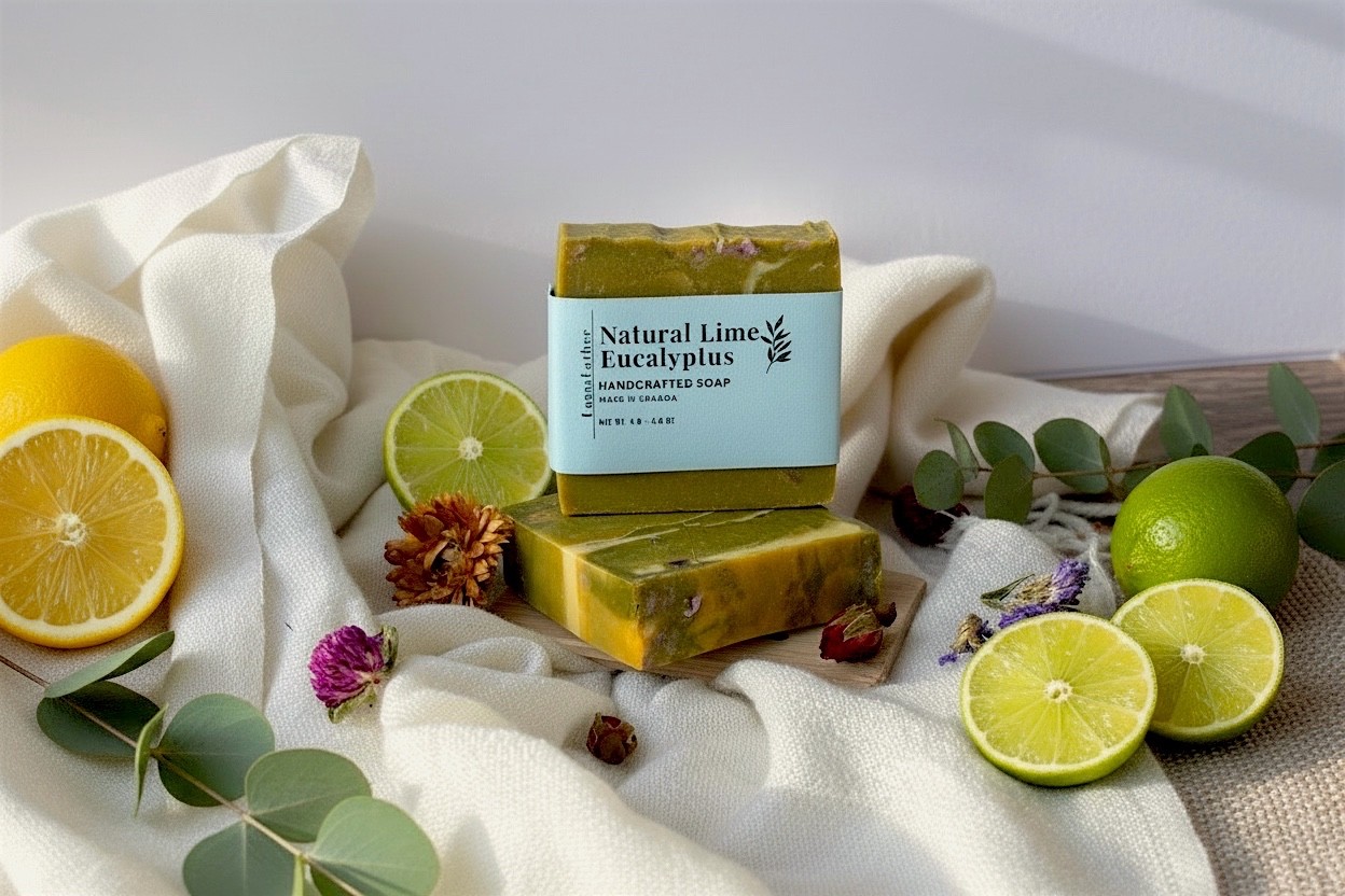 LumaLather Lime & Eucalyptus Mint Handmade Soap – Refreshing Artisan Bath Bar