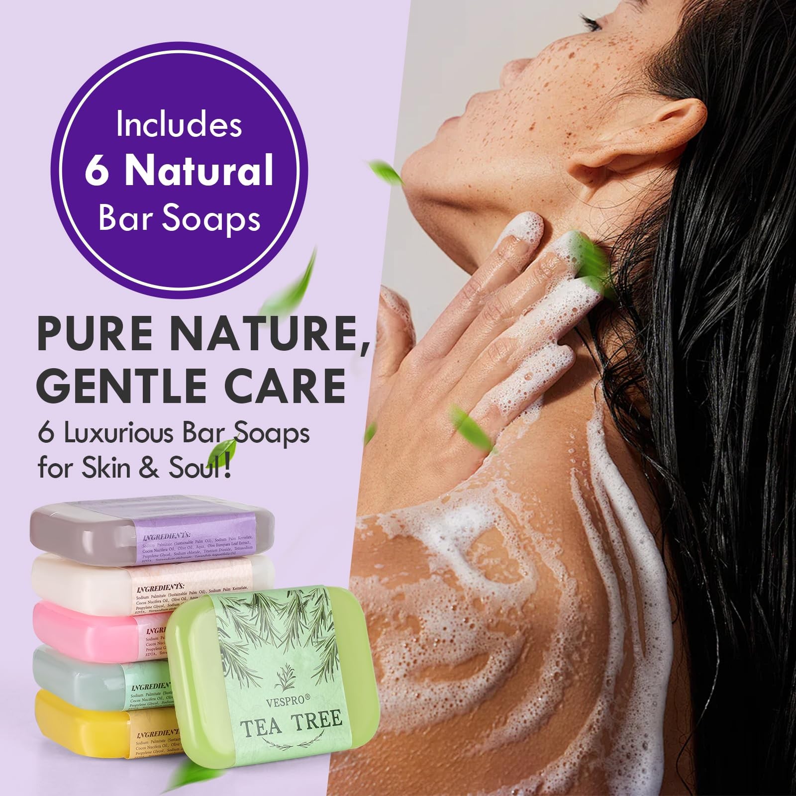 VESPRO 6 Pack Olive Bar Soap Gift Set