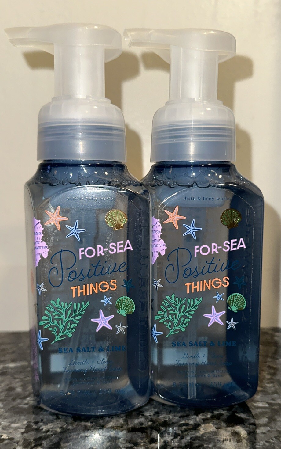 Bath & Body Works Foaming Hand Soap Lot Set of 2 SEA SALT & LIME essential oils
